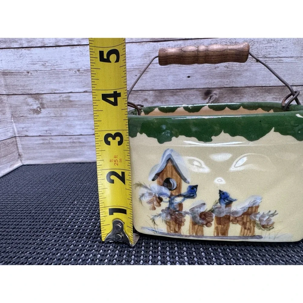 VTG Alpine Pottery Roseville Ohio Crock Bird Houses Bluebird Mini Bucket Planter